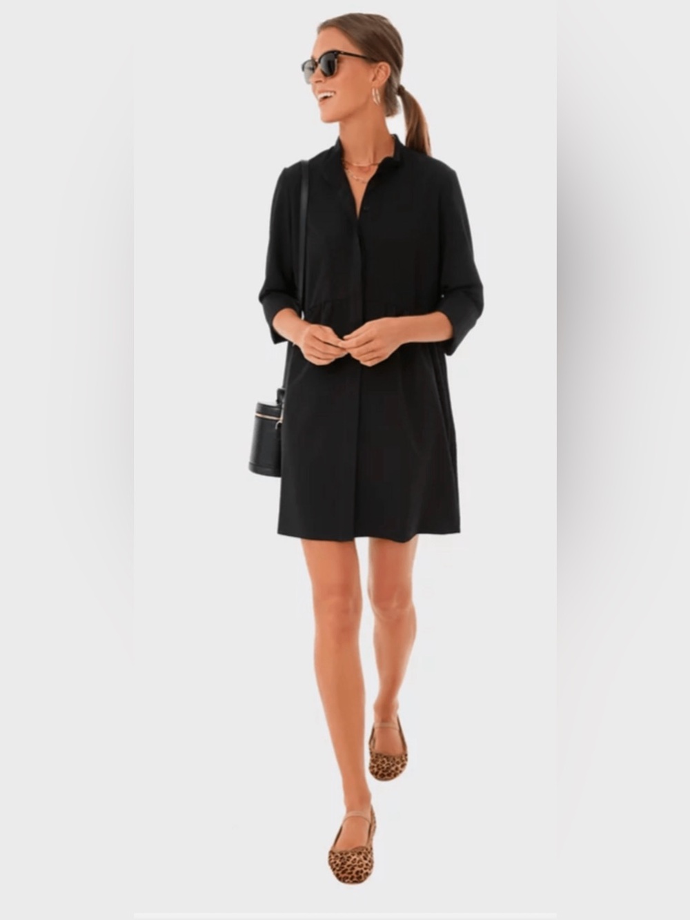 Tuckernuck Black Stretch Crepe Royal Shirt‎ Dress Sz Small